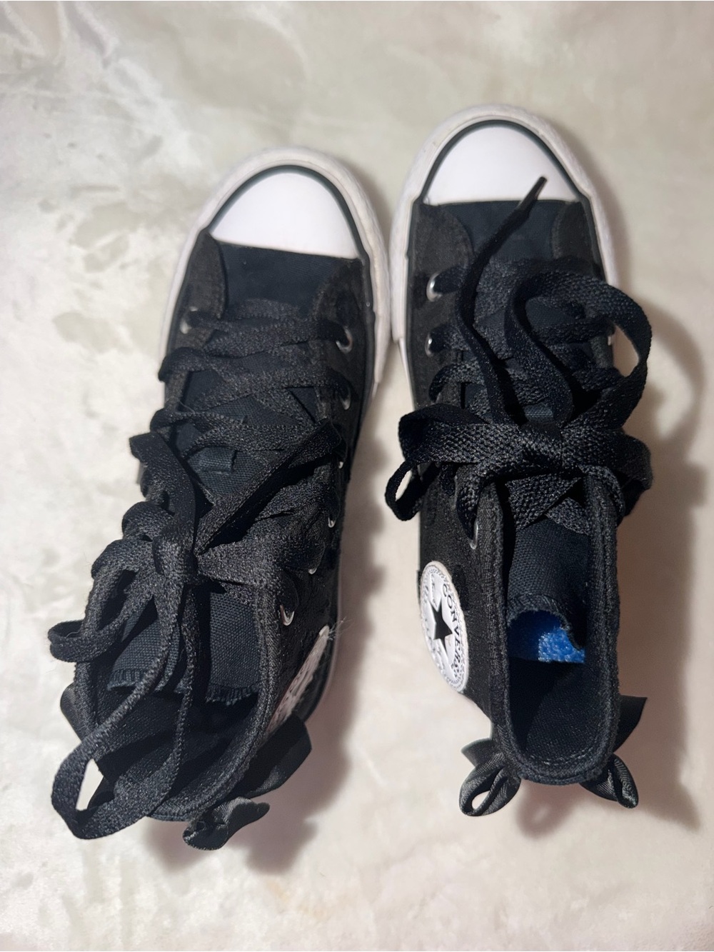 Converse Chuck Taylor All Star Black Polka Dot High Tops Bow Youth Size 1 - Picture 8 of 13